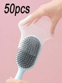 Juego de 50 piezas de red de limpieza de peines, peine regular desmontable y reutilizable, cepillo de limpieza de mango redondo y largo, herramienta de eliminación de residuos de cabello, red desechable de recolección de cabello, juego de limpieza de cepillos de diseño eficiente y duradero, compacto y resistente, limpiador de malla elástica, limpiador de cepillos de cabello multifuncional para uso doméstico y al aire libre, red portátil para peines, artículos de limpieza, herramientas de limpieza y artículos para el hogar de regreso a la escuela