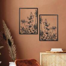 3-Piece Botanical Wall Art Metal Set, Aesthetic Plant Themed Wall Decor For Living Room, Bedroom, Office | Easy To Hang, Modern Minimalist Home Decor, Housewarming Gift For Women, Nature Inspired Art - 彩色 - 查看 4
