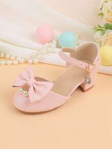 Zapatos de niña de las flores para boda, fiesta, vacaciones, adecuados para niñas pequeñas, niñas pequeñas y niñas grandes, zapatos planos clásicos cómodos y versátiles con lazo, decoración de perlas, adecuados para vestidos, ocasiones formales, actuaciones, ballet, estilo princesa