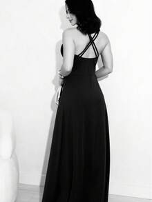 Long Dress For Bridesmaid Cheap Princess Tank Top For Women Graduation Event Guests - Verde Oliva - Ver 2