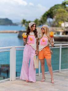Blusa Feminina Gola Redonda Estampa Verão APEROL SPRITZ Camiseta em Algodão Premium - Creme - Visão 4