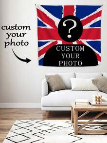 1pc Customizable Personalized Photo & Text Flag Tapestry, Suitable For Birthday, Wedding, Halloween, Christmas, Party, Father's Day/Mother's Day, Home Decor, Bedroom Aesthetics, Room Decor, Bedroom Decoration, Party Decoration Tapestry - Multicolor - View 3