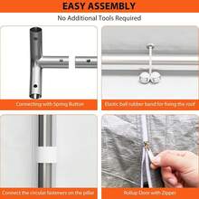 Cochera resistente de 13 x 20 pies con tela de polietileno y estructura de acero galvanizado. Garaje portátil con puertas enrollables y 4 ventanas. Toldo para coche con lona para todo tipo de climas, ideal para coche, camión y barco - Gris - Ver 4