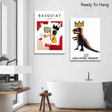 Framed 2Pcs Basquiat Wall Art Canvas Set Jean-Michel Basquiat Graffiti Style Painting Print Modern Abstract Street Art Picture Gallery Canvas Poster For Living Room Bedroom Office Décor 16x24Inch,23776599 - Màu Cam cháy - Xem 5