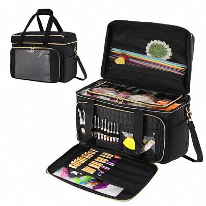 1pc New Knitting Yarn Storage Bag, Portable DIY Tool Organizer Bag For Storing Yarn, Crochet Hooks, Knitting Needles, Weaving Accessories, Etc.