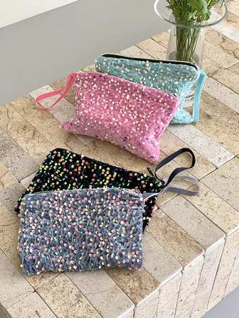 1 st färgglad glitter sminkväska liten sminkväska, förvaringsväska, sminkreseväska, necessär, söt sminkväska, resesminkväska, necessär, sminkförvaringsväska, bärbar förvaringsväska med stor kapacitet, present till dam liten sminkväska, förvaringsväska, sminkreseväska, necessär, kuvertväska, damkuvertväska, presenter till kvinnor, julklappar, presentidéer till kvinnor