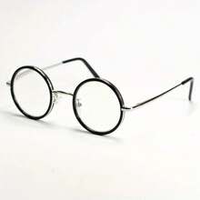 1 Piece Vintage Small Round Frame Eyeglasses - Stylish And Comfortable With Blue Lenses For Men And Women - 銀色 - 查看 2