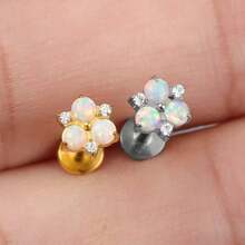 Giga 1PC ASTM F136 Titanium Flower CZ Opal Cartilage Earring 16G Threadless Helix Tragus Stud Nose Lip Flat Back Labret Piercing Women Jewelry Earring Studs Classic