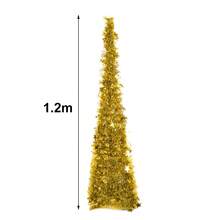 LIVINGANDHOME Living And Home Collapsible 1.2M Pop Up Tinsel Christmas Tree With Base,Christmas Decoration,Xmas Decor Tree - Gold - View 4