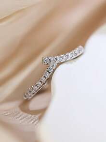 خاتم فضة إسترليني 925 بتصميم بسيط، خاتم مرصع بالكامل بالماس للنساء، مقاسات صغيرة وكبيرة، هدية فاخرة فريدة، مناسب للارتداء اليومي