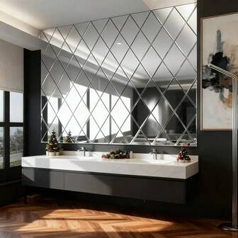 Pegatinas de pared con espejo acrílico en 3D, pegatinas de pared de espejo acrílico autoadhesivas y removibles, decoración para el hogar en dormitorio, sala de estar, DIY creativo