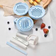 Tazón para moler alimentos para bebés, machacador manual de frutas y verduras, procesador de alimentos infantil, accesorio de cocina, práctico y fácil de limpiar, herramienta ideal para preparación de papillas - Azul - Ver 1