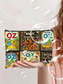 1 件复古书皮化妆包，以多萝西和西方邪恶女巫为特色 - 拉链封口化妆包，旅行洗漱包 - 女士生日/圣诞节/毕业礼物，主题派对礼物（灵感来自 L. Frank Baum） - 带有标志性人物的多用途化妆盒，非常适合旅行和存储，是送给爱书人的理想礼物 - 彩色 - 查看 6