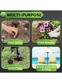 1/2Pcs Quick-Plant Heavy-Duty Auger Drill Bit, Spiral Hole Drill And Bulb Planter Tool For Garden,Metal Garden Tool - Ideal For Bedding Plants And Umbrella Holes,Single Item Packaging, 3/8" Hex Round Shank, Manual Power Supply - Multicolor - View 8