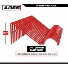 62003 - Rack rojo para alicates de 16 ranuras - Mantenga los alicates organizados en el cajn de herramientas - Las ranuras de 3/4 de pulgada se ajustan a la mayora de los alicates - El revestimiento de PVC protege los alicates y evita el deslizamiento - Rojo - - Ver 4