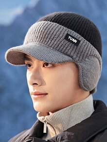 新款时尚字母图案针织帽，厚实保暖的护耳帽，休闲优雅别致的复古波西米亚风格，涤纶材质，适合秋冬季