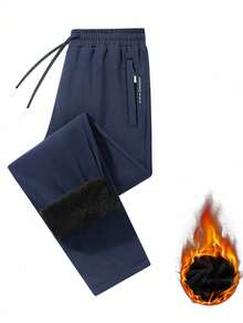 男士加厚保暖直筒休闲裤，秋冬季