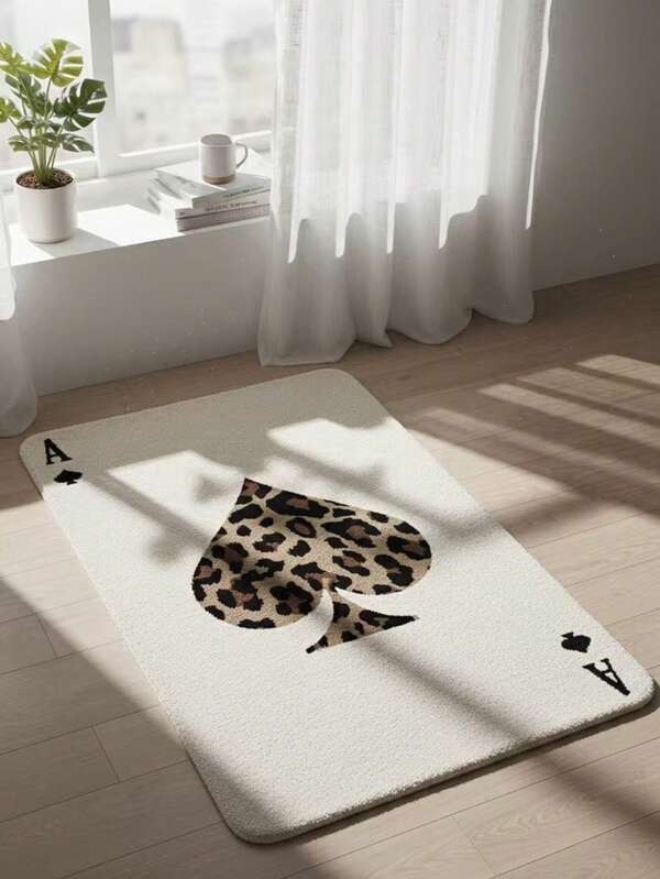 1pc Autumn Carpet, White Rug, Playing Card Theme, Party Photo Prop, Decorative Carpet, Bedroom Decor, Small Rug, Carpet, Home Decor, Living Room Carpet, Small Living Room Rug, Bedroom Carpet, Living Room Home Decor, Outdoor Rug, Washable Carpet
