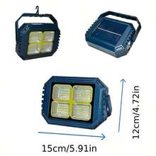 1/2pcs Multi-Function Solar Camping Light, 96 LED Portable Lamp With Side Spotlight, 4 Lighting Modes, 2*1200mAh Lithium-Ion Battery For All-Night Illumination, Digital Display Battery Level, USB Or Solar Charging, Suitable For Outdoor, Camping, Emergency, Expedition, Hiking