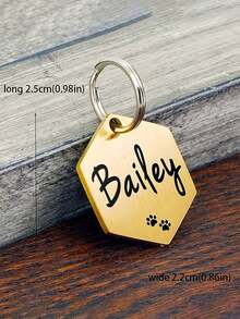 1 pieza Etiqueta de identificación de mascota hexagonal personalizada, de material de acero inoxidable con grabado láser de nombre y datos de contacto personalizados, para evitar la pérdida, adecuada para perros y gatos pequeños/medianos/grandes, accesorio para mascotas - regalo ideal para gatos y perros