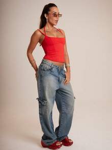 Women's Tank Top, Strap Tank Top, Polyamide Tank Top, Halter Top - 紅色 - 查看 3