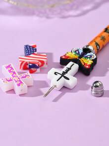 1/5/10pcs Fashionable Cartoon Halloween Cross PVC Soft Rubber DIY Accessories For Beading, Suitable For Family, Couples, Friends Handmade Jewelry Making Pendant, Necklace, Earrings, Keychain, Phone Chain, Decorative Gifts