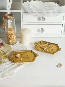 Vintage Gold Jewelry Tray, Rustic Ring Dish, Antique Brass Earring Necklace Tray, Cute Small Jewelry Dish, Home Decor Gift, Mini Jewelry Display Stand, Gift For Her