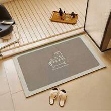 Diatomaceous Earth Bathroom Mat, Anti-Slip Bathroom Mat, Bathroom Mat, Quick Water Absorption, Quick Drying, Anti-Slip & Absorbent, Floral Design, Bathroom Mat, Soft & Absorbent - Beige - View 3
