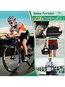 RAINSMORE 22L Alforjas para Bicicleta Impermeable,Multifuncional Bolsa de Asiento Trasero de Bicicleta,Maletero Trasero,Portabicicleta trasero con cubierta de lluvia,borde reflectante y Gran capacidad - 1 - Ver 4