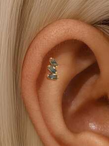 1 件装小巧天然苔藓玛瑙平背耳钉 925 纯银螺丝耳钉耳钉耳钉耳屏软骨穿孔珠宝女士礼物