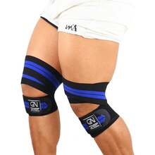 GN FITNESS Vendas Para Rodillas Gym, Wraps Para Rodilla Gym, Rodillera para Gym, Equipo de entrenamiento de pesas, Evita lesiones en tus articulaciones, Unise (Negro) - Azul Rey - Ver 12