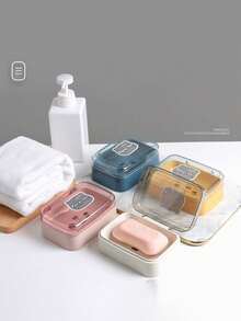 Creative Flip-Cover Transparent Plastic Soap Dish, Minimalist Design For Home, Dorm, Bathroom, Balcony | Bathroom Decor & Autumn Decorations Bathroom Accessories Bathroom Tools - Multicolor - View 1