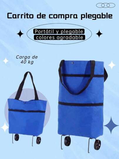 Carro de compras plegable de gran capacidad con ruedas - bolsa de transporte de carro, plástico duradero, a prueba de fugas, carro de compras multicompartimento, para comestibles, etc., carro de compras plegable