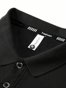 ملابس علوية بولو شتوي دافئ من الفرو للرجال، كارديجان أزرار نصفي كاجوال، تي شيرت محبوك بلون سادة بسيط، مناسب للرياضة الخارجية والارتداء اليومي في فصل الشتاء. - الأسود - مشاهدة 3