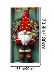 1 Stück beleuchteter Weihnachtsmann mit Schneekiefer Weihnachtskranz, festlicher Weihnachtsstil künstlicher Grünkranz mit LED-Beleuchtung und roten Beeren Details, Türkranz Dekoration für Weihnachten Zuhause, Feiertags-Party Ornament, Winterliche Saison Dekoration