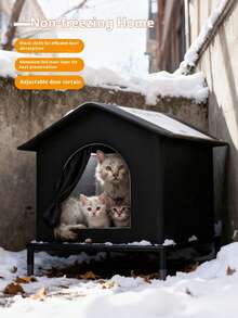 Casa impermeable para gato callejero con soporte para uso en exteriores, casa de gato salvaje cerrada, carpa para mascotas a prueba de frío, casa de mascotas cálida para invierno en exteriores - Multicolor - Ver 11