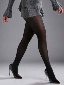 1pc Women Plus Size Skin-Friendly Sexy Silky Black Stockings - Màu Đỏ Sâu - Xem 11