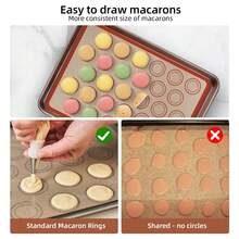 1/2片装硅胶烘焙垫，不粘，糕点托盘衬垫，烤箱适用，可重复使用，耐高温，商用及家用烘焙工具，适用于饼干、马卡龙、面包、糕点等烘焙，厨房配件，万圣节、圣诞节、节日庆典食品准备必备品 - 雙圈馬卡龍烘焙墊 - 查看 6