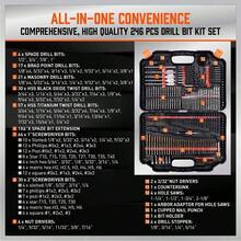 Ultimate Drill Bit Set - 246 PCS Comprehensive Premium Quality Drill Bits Kit Wood Metal Cement Drilling Screw Driving, Full Combo Kit Assorted In Organized Carrying Case, Reinforced Packaging - 最初的 - 查看 3