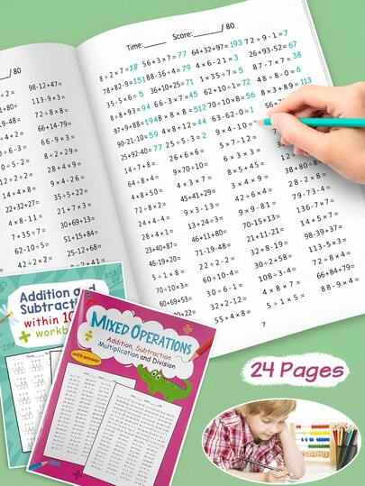 Addition And Subtraction Within 1000 Workbook For Kids,Mixed Operations Math Workbook With Answer,Quick Calculation Math Training Books Activities Worksheets,Student,Stationery,School Supplies,Teaching Supplies,Kids Activity Books,Addition Subtraction Learning,Stationery Supplies,Special Education,Back To School,Home Learning, Practicing On The Road, Stationery, School Gifts, Christmas Gifts, New Year Gifts, Gifts From Mothers To Children