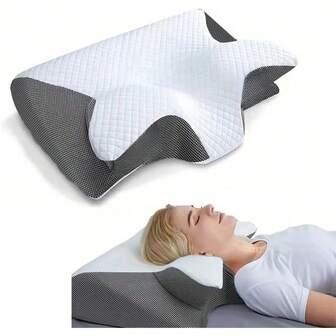 Almohadas de espuma de memoria con soporte para el cuello, almohada cervical ajustable cómoda para dormir, almohadas de espuma de memoria ergonómica sin olor con contorno, almohada para cama para dormir de lado, espalda y estómago