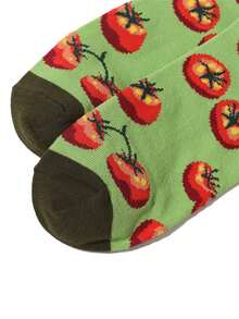 1 Pair Novelty Tomato Pattern Ankle Socks, Funny Food Print Unisex Casual & Formal Socks, Unique Gift - Multicolor - View 6