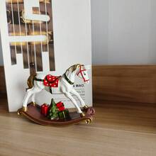 1pc Resin Christmas Rocking Horse Desktop Decor, Suitable For Home And Outdoor Garden, Great For Holiday And Thanksgiving Celebrations - Red and White - View 3