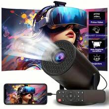 4K WiFi Mini Projector With Auto Keystone Correction, Remote Control, 180° Rotation, Portable Smart Home & Outdoor Video Projector