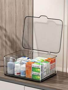 Grande scatola di stoccaggio multifunzionale in acrilico ad alta trasparenza per l'organizzazione domestica e del bagno: scatola di stoccaggio a prova di polvere ad alta capacità per cosmetici, gioielli, accessori da bagno e di bellezza, forniture per ufficio, materiali per il fai da te, kit di cucito, strumenti per capelli e articoli essenziali per la scrivania, design sottile e impilabile, elegante e trasparente per una facile visualizzazione e accesso - Multicolore - Visualizzare 1