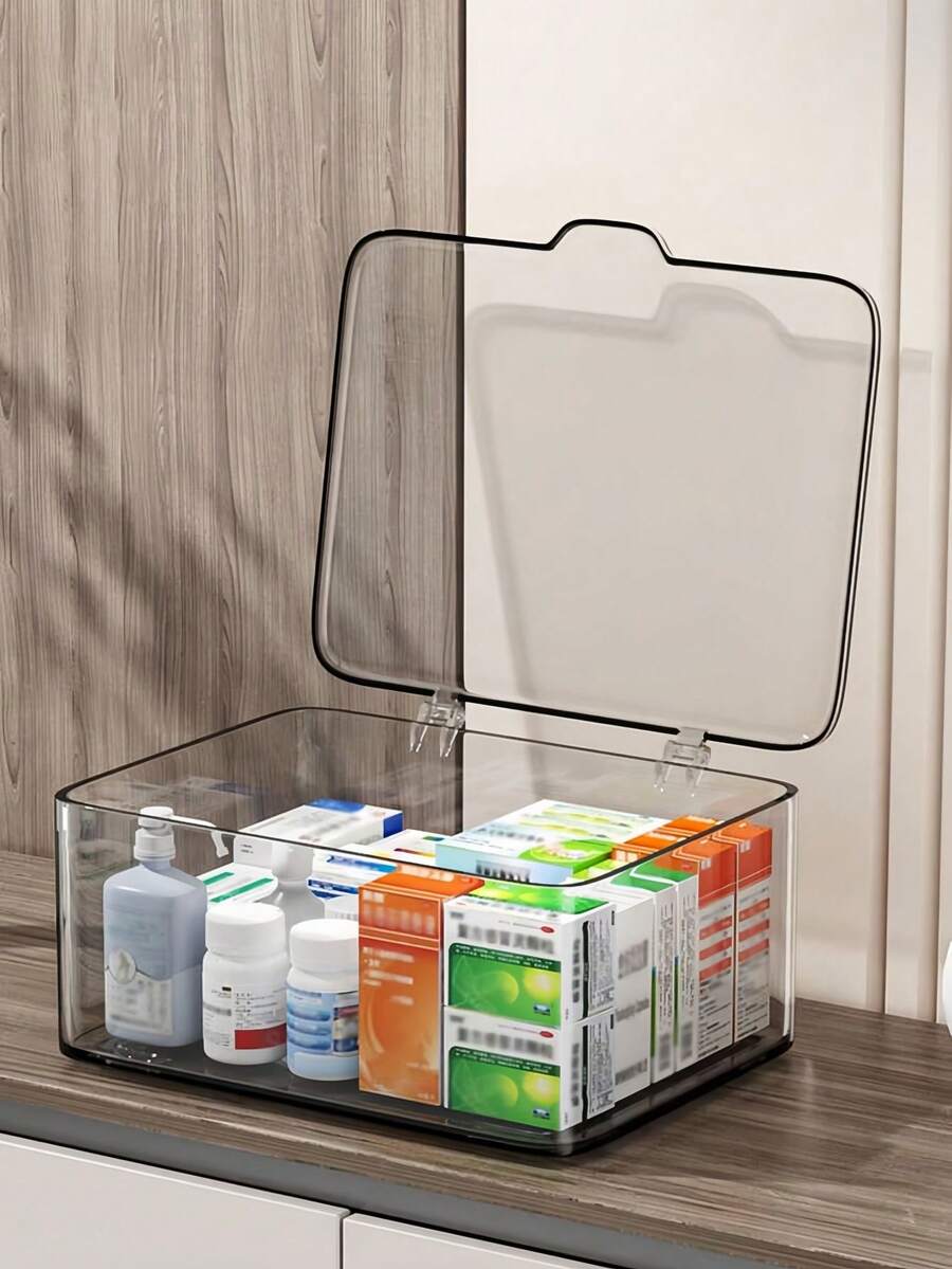 Grande scatola di stoccaggio multifunzionale in acrilico ad alta trasparenza per l'organizzazione domestica e del bagno: scatola di stoccaggio a prova di polvere ad alta capacità per cosmetici, gioielli, accessori da bagno e di bellezza, forniture per ufficio, materiali per il fai da te, kit di cucito, strumenti per capelli e articoli essenziali per la scrivania, design sottile e impilabile, elegante e trasparente per una facile visualizzazione e accesso - Multicolore - Visualizzare 1