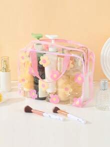 Geantă de depozitare cosmetică din PVC impermeabilă pentru femei, organizator transparent pentru machiaj, pungă de compresie pentru călătorii, geantă de baie, geantă de toaletă, geantă de spălare pentru călătorii, geantă de machiaj de mare capacitate pentru femei