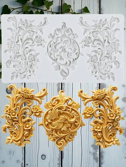 Molde de silicona barroco con motivos de rizos, volutas y encaje para decorar pasteles, cupcakes, caramelos, chocolate, arcilla polimérica y pasta de goma con temas de animales