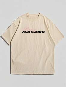 Camiseta de manga corta con estampado de elementos de la cultura de carreras, versátil y de moda para hombres Zrgoth - Albaricoque - Ver 7