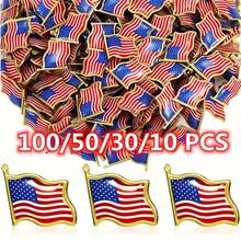 10/30/50/100PCS American Flag Lapel Pins USA Waving Flag Pins United States US Badge Pins Christmas Gift